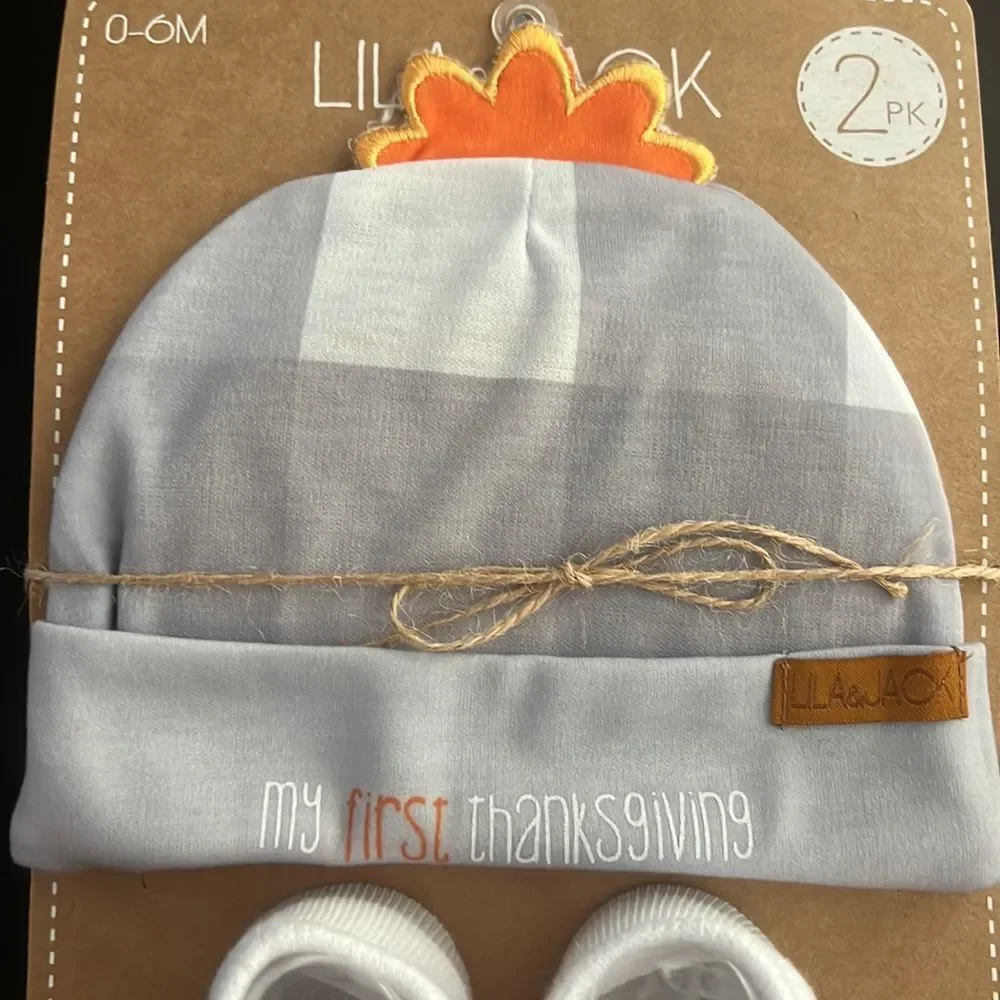 NWT LILA and JACK My first Thanksgiving Hat & socks